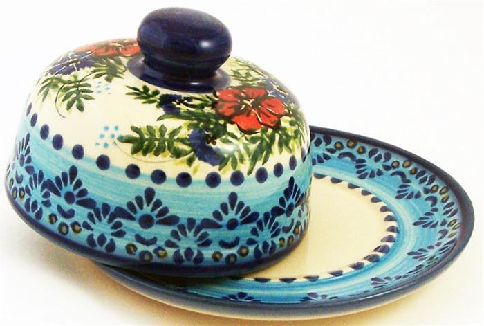 Boleslawiec Polish Pottery UNIKAT Covered Cheese or Butter Dish "Veronica"