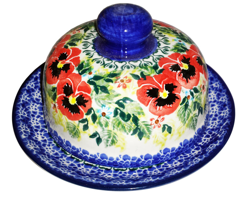 Boleslawiec Polish Pottery UNIKAT Covered Butter or Cheese Dish "Summer Day"