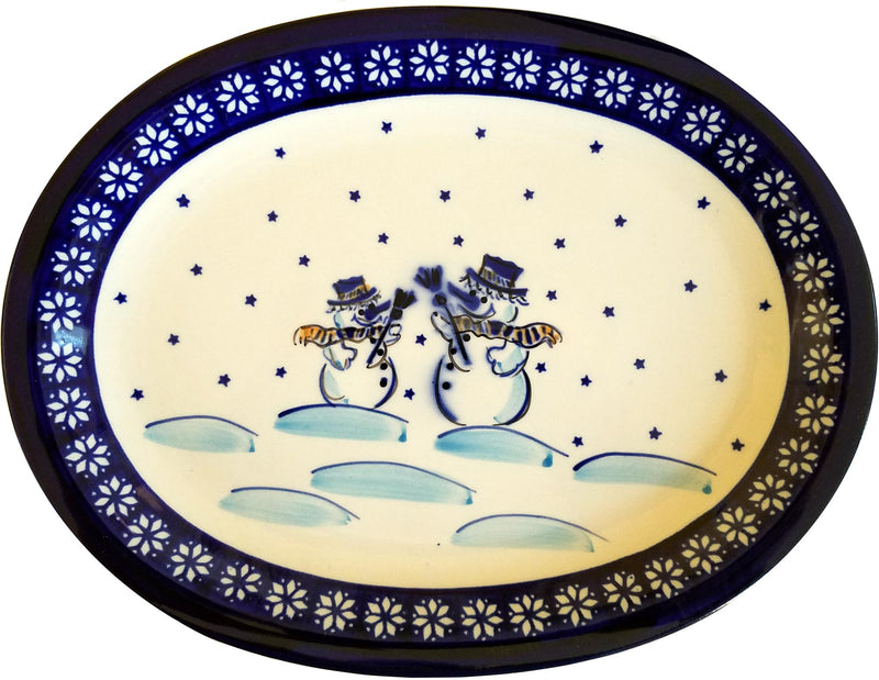 Boleslawiec Polish Pottery Christmas Serving Platter "Snowman"