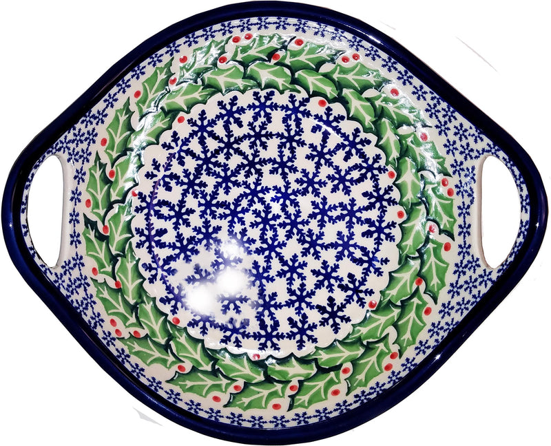 Boleslawiec Polish Pottery UNIKAT Small Bowl with Handles "Holly"