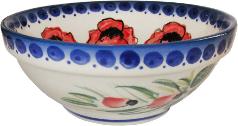 Boleslawiec Polish Pottery UNIKAT Ice Cream or Condiment Bowl "Poppy Field"