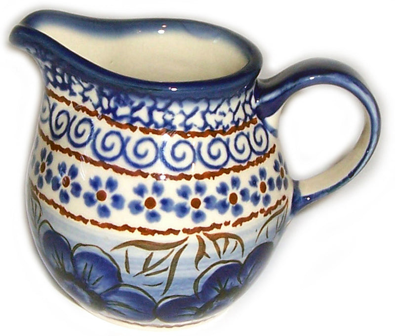 Boleslawiec Polish Pottery Stoneware UNIKAT Creamer Milk Jug "Blue Garden"