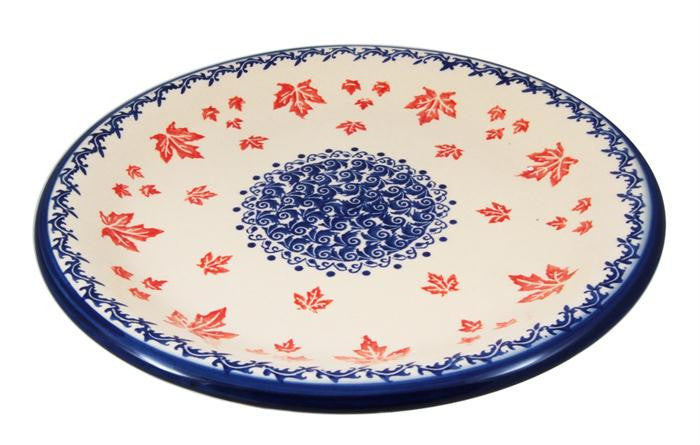 Boleslawiec Polish Pottery UNIKAT Dinner Serving Plate "Maple Leaf"