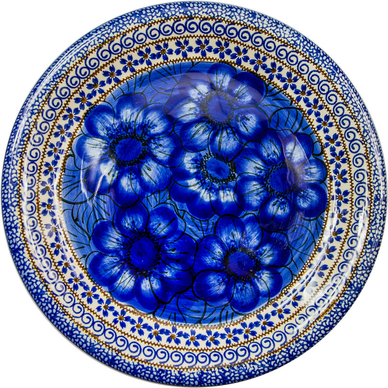 Boleslawiec Polish Pottery UNIKAT Soup or Pasta Plate "Blue Garden"