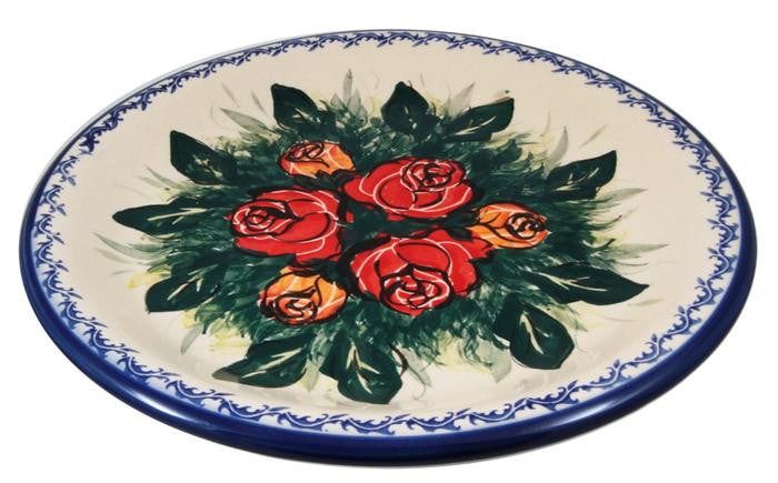 Boleslawiec Polish Pottery UNIKAT 10.5" Dinner Serving Plate "Rose Garden"