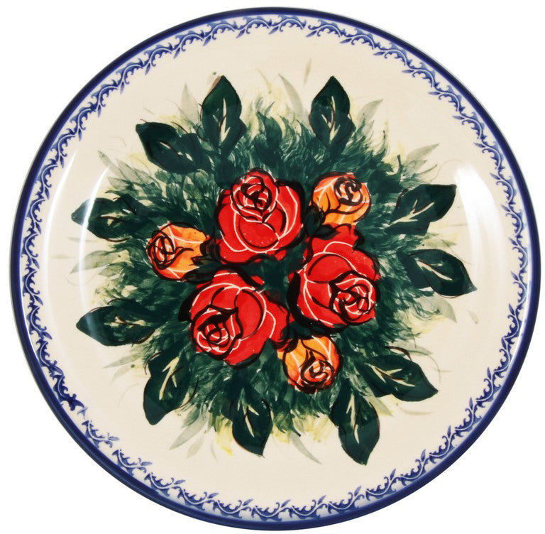 Boleslawiec Polish Pottery UNIKAT Soup or Pasta Plate "Rose Garden"