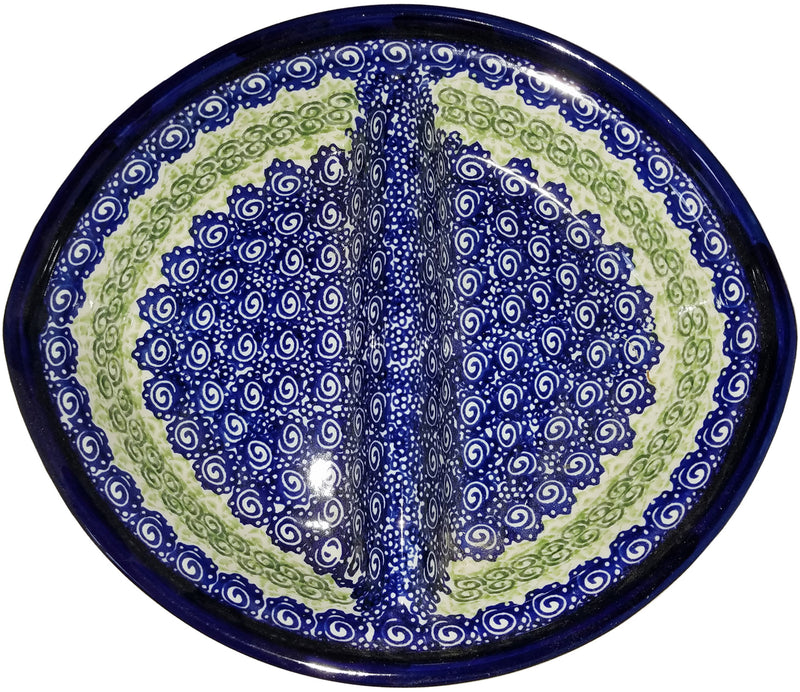 Boleslawiec Polish Pottery UNIKAT Divided Serving Platter "Alex"