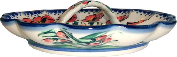 Boleslawiec Polish Pottery UNIKAT Egg Plate "Poppy Field"