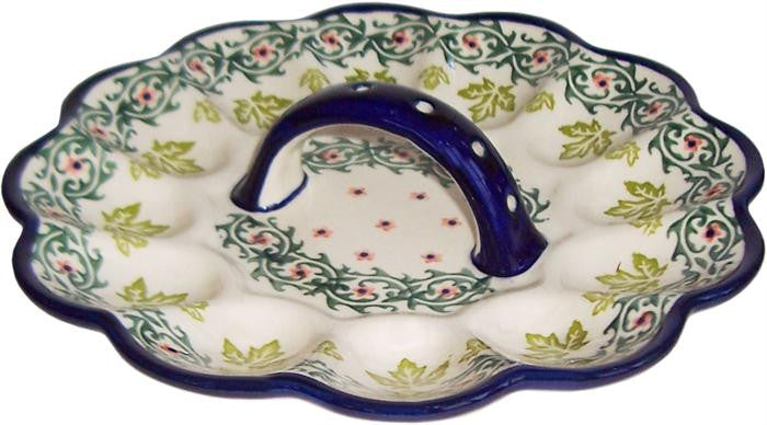 Boleslawiec Polish Pottery UNIKAT Egg Serving Plate "Vermont"