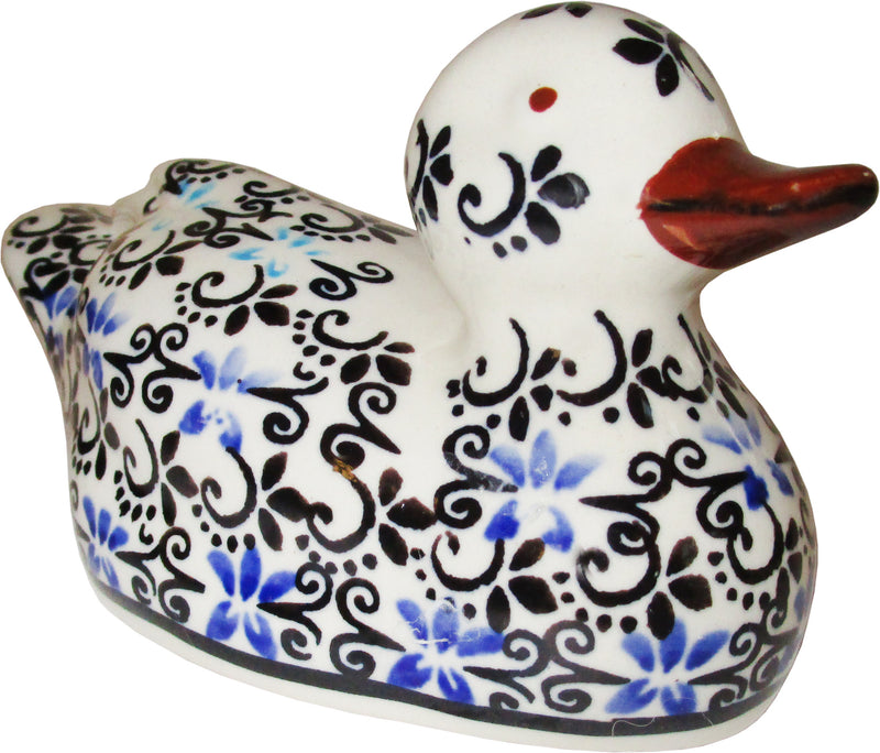 Boleslawiec Polish Pottery UNIKAT Small Duck Statuette "Martina"