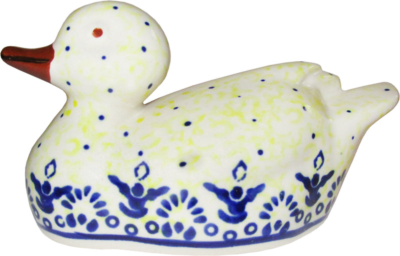 Boleslawiec Polish Pottery UNIKAT Duck Statuette "Lace"
