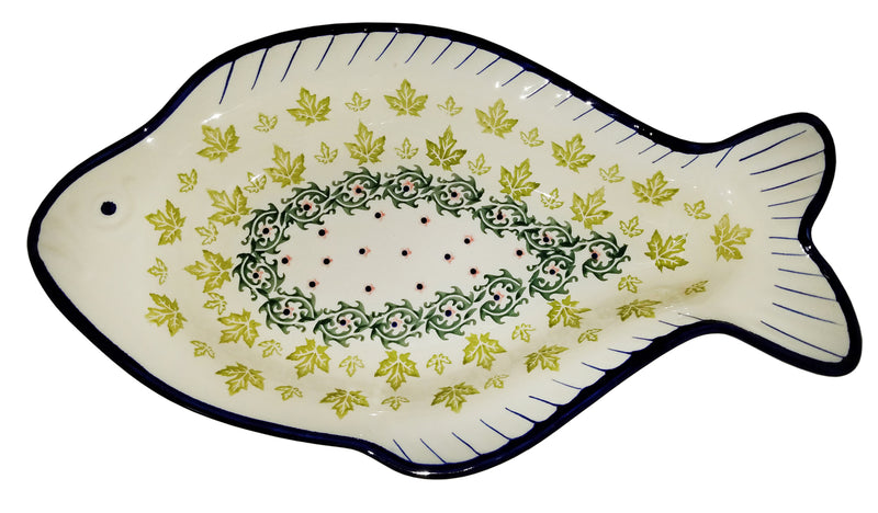 Boleslawiec Polish Pottery UNIKAT Fish Shaped Serving Platter "Vermont"