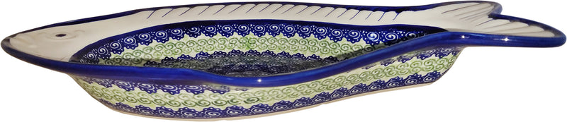 Boleslawiec Polish Pottery UNIKAT Fish Shaped Serving Platter "Alex"