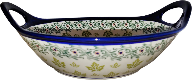 Boleslawiec Polish Pottery UNIKAT Large Bowl with Handles "Vermont"