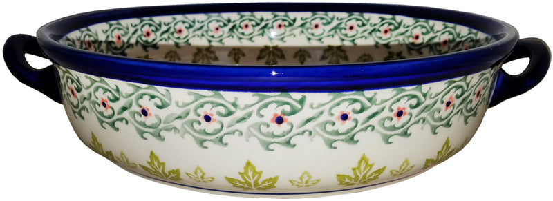 Boleslawiec Polish Pottery UNIKAT Large Round Baker with Handles "Vermont"