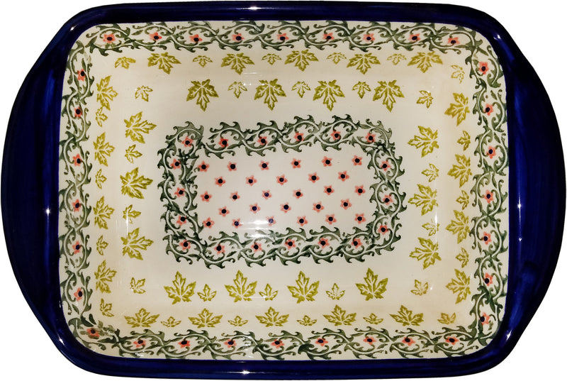 Boleslawiec Polish Pottery UNIKAT Lasagna Rectangular Baker "Vermont"