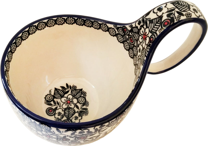 Boleslawiec Polish Pottery Bowl with Loop Handle Unikat 4783