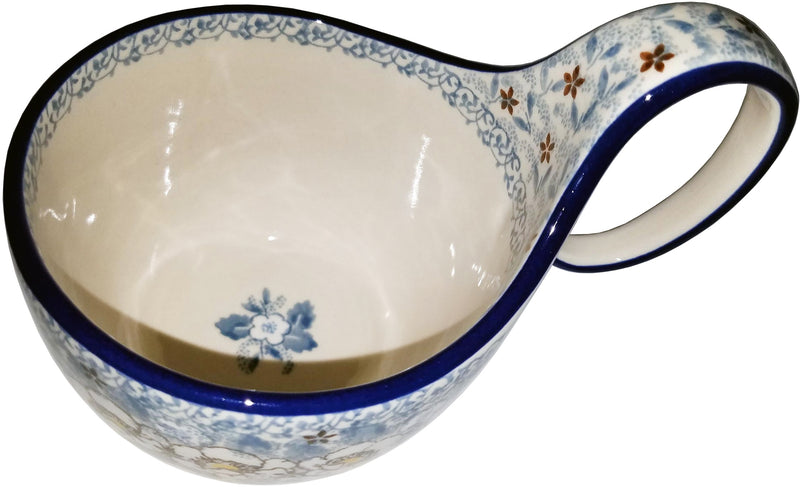 Boleslawiec Polish Pottery Bowl with Loop Handle Unikat 4814