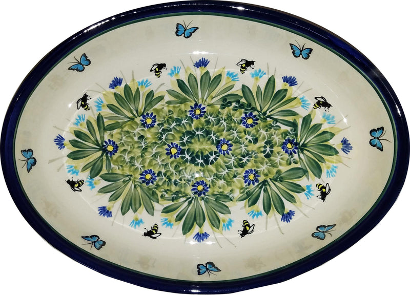Boleslawiec Polish Pottery UNIKAT Large Oval Baker "Serenity"