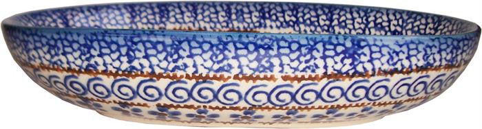Boleslawiec Polish Pottery UNIKAT Small Oval Baking Dish "Blue Garden"