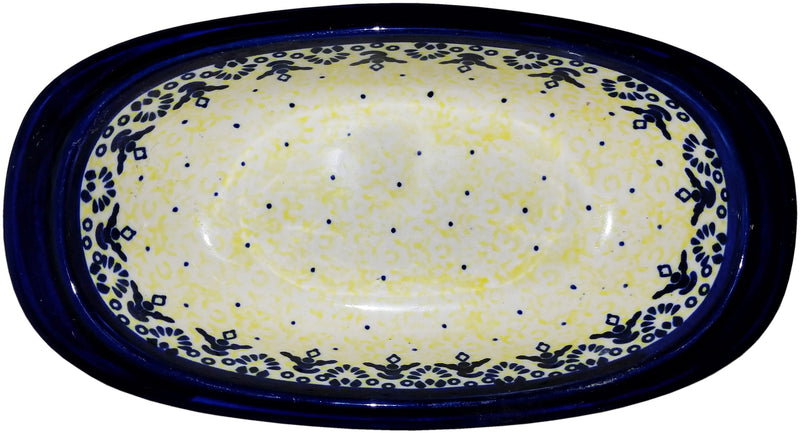 Boleslawiec Polish Pottery UNIKAT Small Oval Baking Dish "Lace"