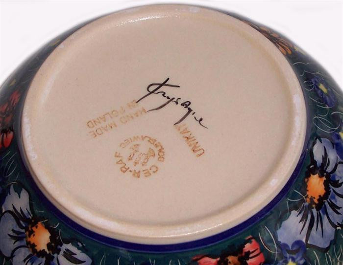Boleslawiec Polish Pottery UNIKAT Pasta or Soup Serving Bowl "Wild Field"