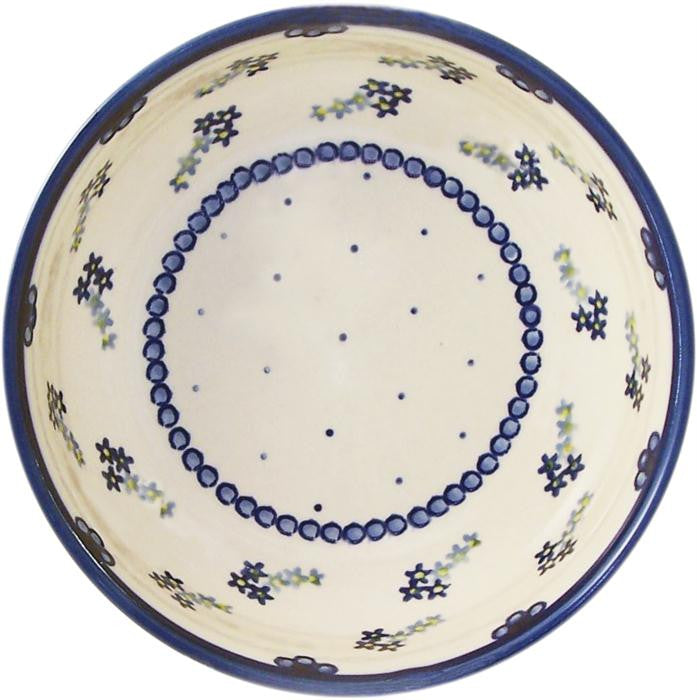 Boleslawiec Polish Pottery UNIKAT Pasta or Soup Serving Bowl "Forget Me Not"