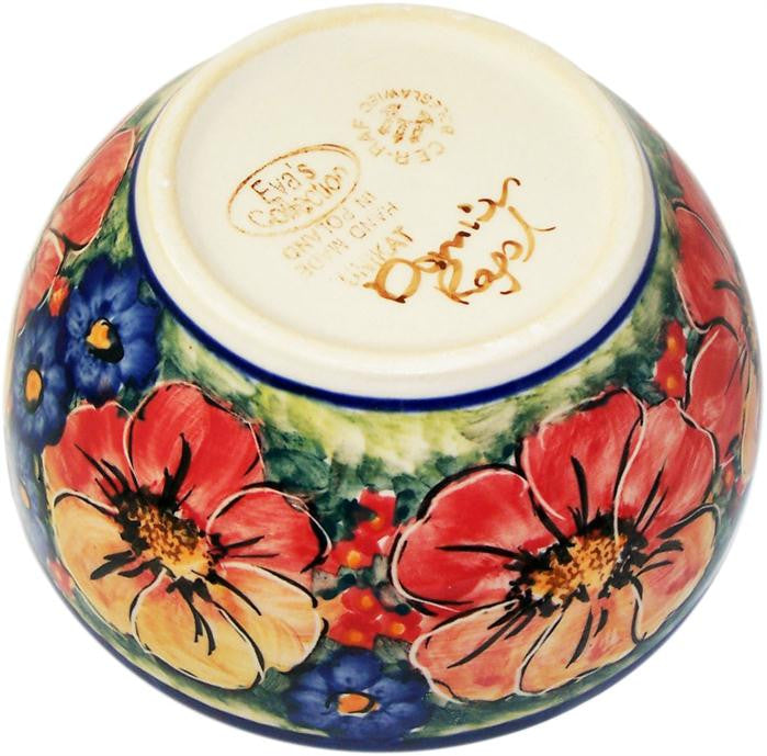Boleslawiec Polish Pottery UNIKAT Cereal or Chili Serving Bowl "Flower Field"