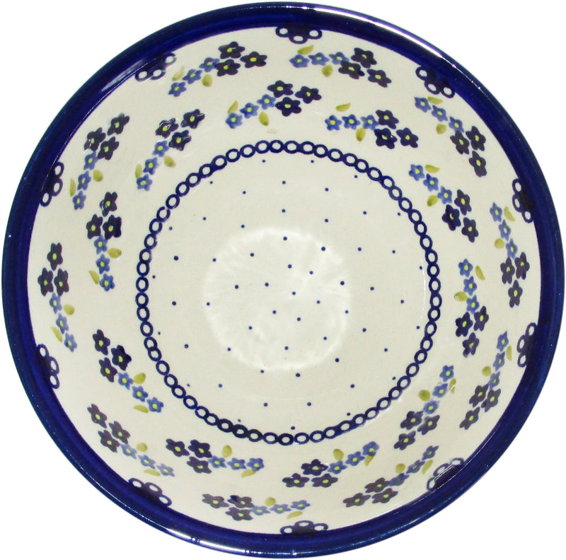 Boleslawiec Polish Pottery UNIKAT Pasta, Soup or Serving Bowl "Forget Me Not"