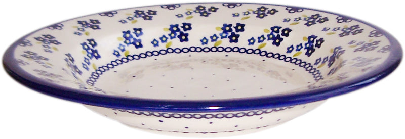 Boleslawiec Polish Pottery UNIKAT Soup or Pasta Plate "Forget Me Not"