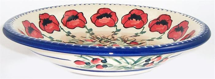 Boleslawiec Polish Pottery UNIKAT Soup or Pasta Plate "Poppy Field"