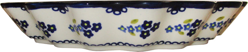 Boleslawiec Polish Pottery UNIKAT Pie or Quiche Baker "Forget Me Not"