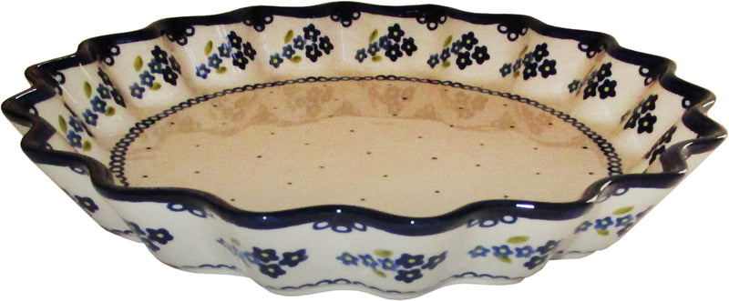 Boleslawiec Polish Pottery UNIKAT Pie or Quiche Baker "Forget Me Not"