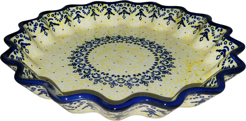Boleslawiec Polish Pottery UNIKAT Pie or Quiche Baker "Lace"
