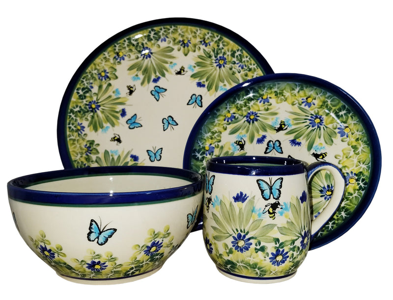Boleslawiec Polish Pottery UNIKAT 4 Pcs Place Setting "Serenity"