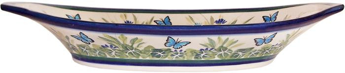 Boleslawiec Polish Pottery UNIKAT Serving or Baking Dish with Handles "Serenity"
