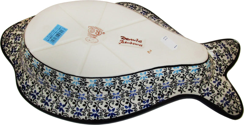 Boleslawiec Polish Pottery UNIKAT Fish Shaped Serving Platter "Martina"