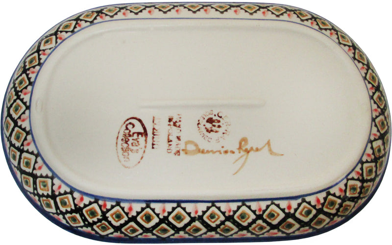 Boleslawiec Polish Pottery UNIKAT 11" long Serving Platter "Red Garden"