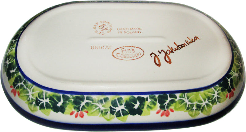 Boleslawiec Polish Pottery UNIKAT Serving Platter 9.25" long "Spring"