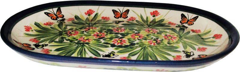 Boleslawiec Polish Pottery UNIKAT Serving Platter 9.25" long "Spring"