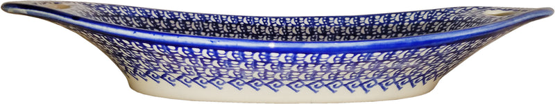 Boleslawiec Polish Pottery UNIKAT Serving or Baking Dish with Handles "Isabelle"