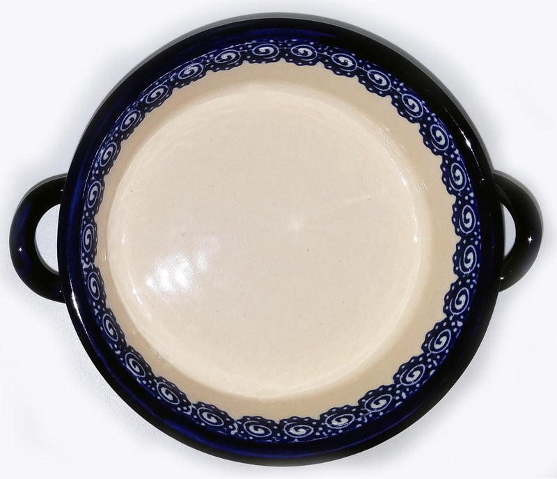 Boleslawiec Polish Pottery UNIKAT Round Casserole Baker with Handles "Alex"