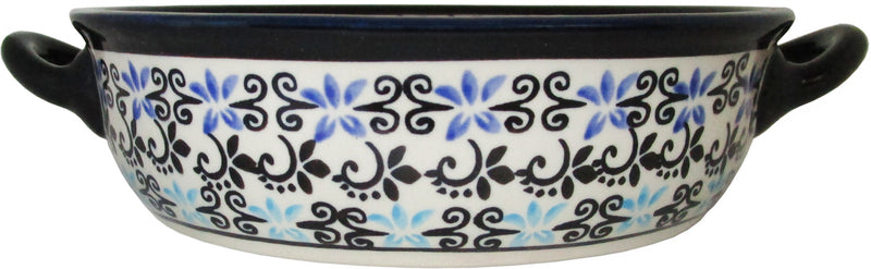 Boleslawiec Polish Pottery UNIKAT Round Baker with Handles "Martina"