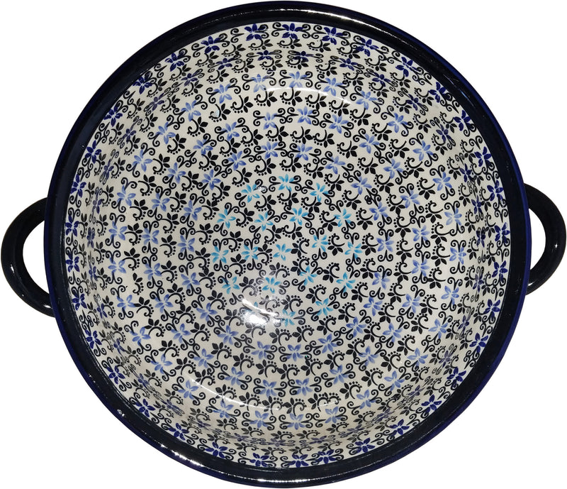 Boleslawiec Polish Pottery UNIKAT Large Round Baker with Handles "Martina"