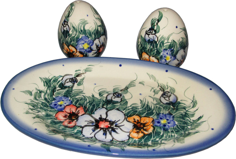Boleslawiec Polish Pottery UNIKAT Salt and Pepper Set "Wild Field"
