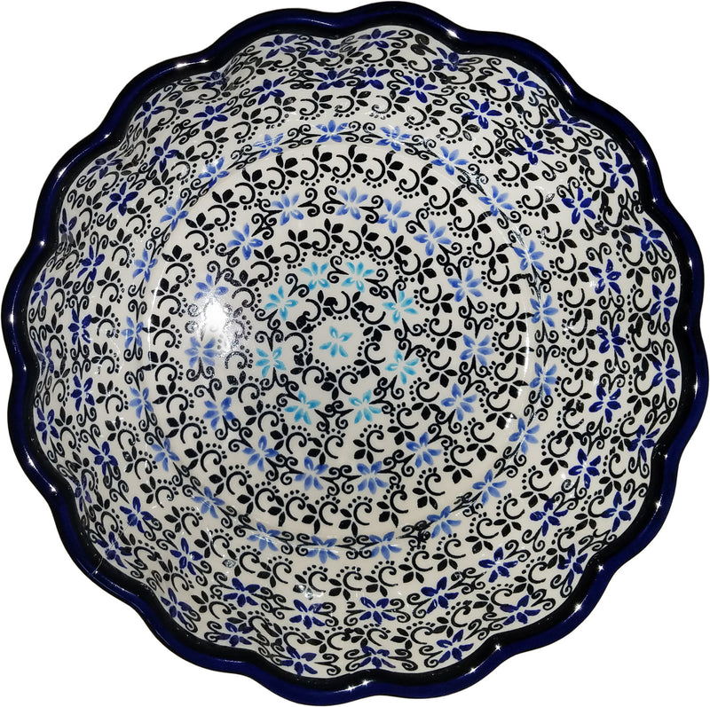 Boleslawiec Polish Pottery UNIKAT Medium Scalloped Serving Bowl "Martina"
