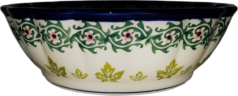 Boleslawiec Polish Pottery UNIKAT Medium Scalloped Serving Bowl "Vermont"