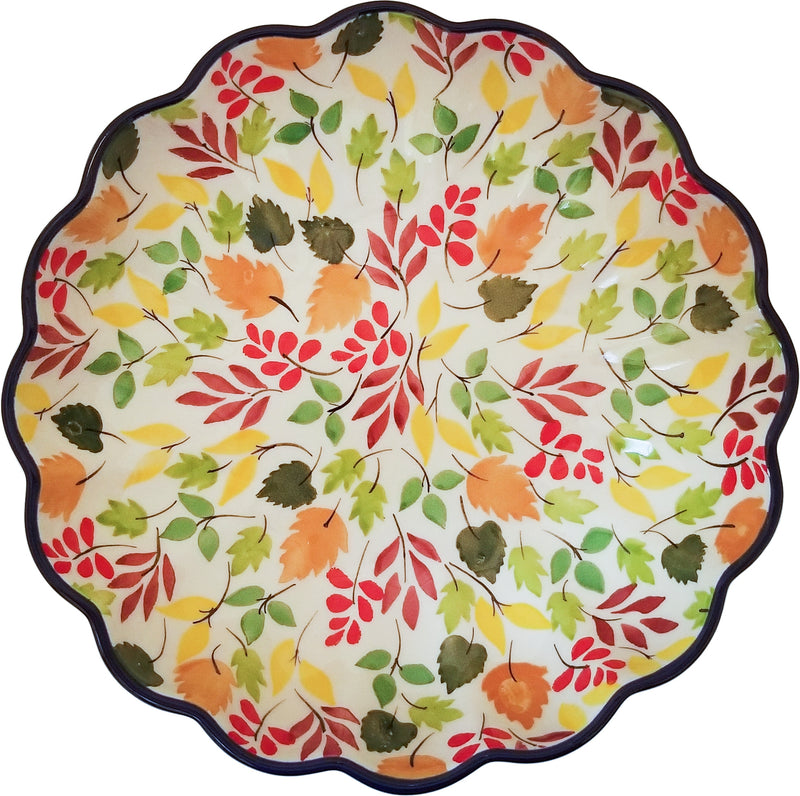 Boleslawiec Polish Pottery Ceramika Artystyczna UNIKAT 4909 7.5" Scalloped Serving Bowl