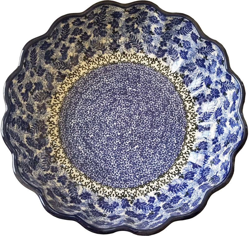 Boleslawiec Polish Pottery Ceramika Artystyczna 1976 9.5" Scalloped Serving Bowl