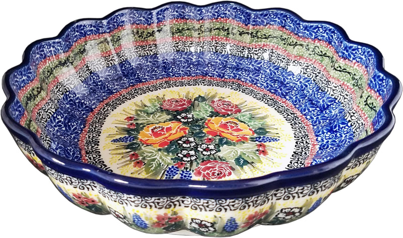 Boleslawiec Polish Pottery UNIKAT Large Scalloped Bowl 4288
